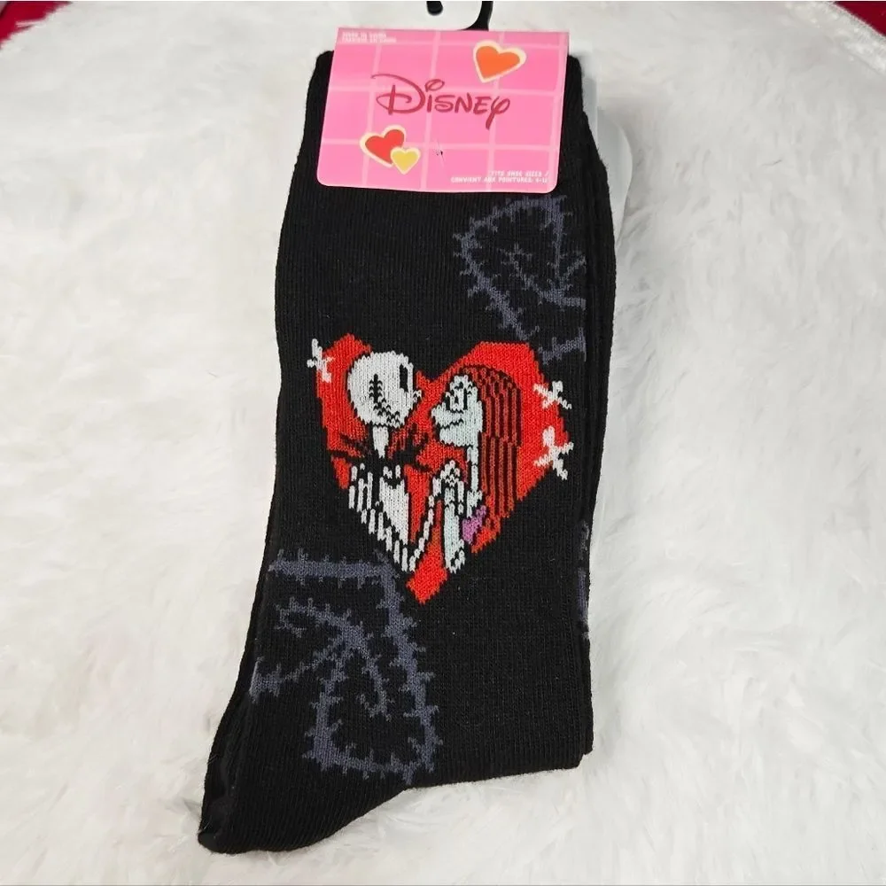 Nightmare Before Christmas Valentine Socks – Jack & Sally Spooky Goth Love Gift